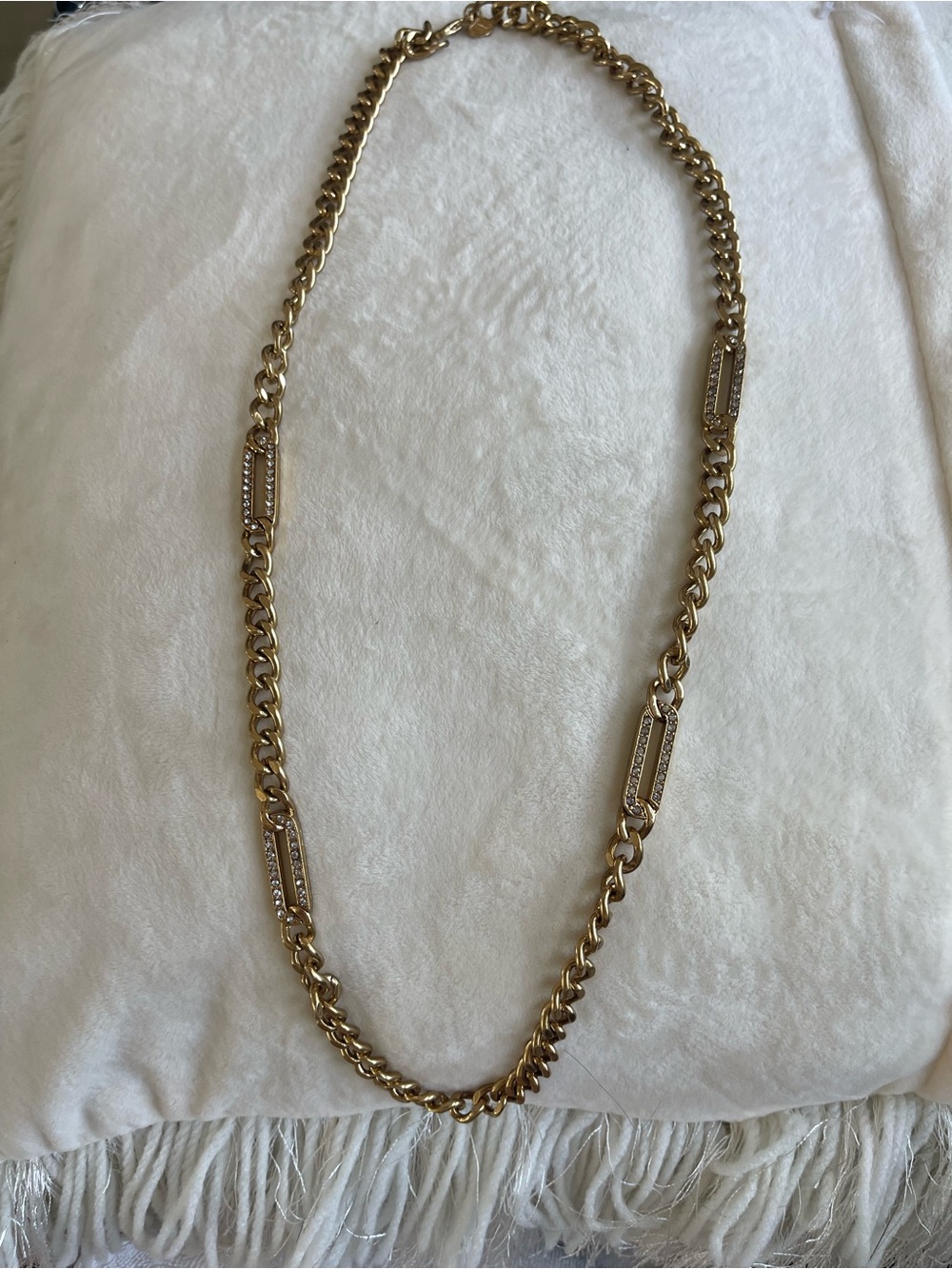 Gold Chain Necklace with Pavé Link Accents
